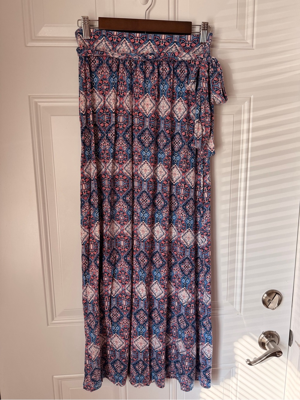 Olive & Oak Blue and Pink Patterned Maxi Skirt